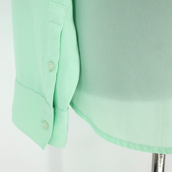 Express Top Womens Small Mint Green The Portofino Shirt Blouse Roll Tab Sleeves - Picture 13 of 15